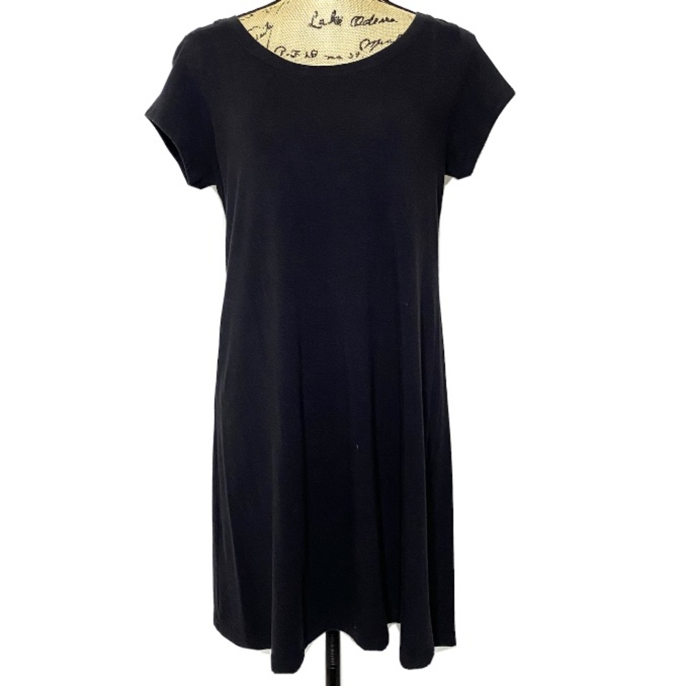Eileen Fisher Black Organic Cotton T Shirt Dress
